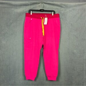 Figs Scrub Pants Joggers Womens Size Large PETITE Zamora 2.0 Hot Pink NWT